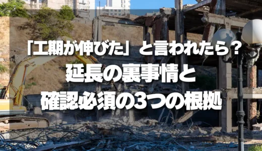 【要注意】「工期が伸びた」と言われたら？業者が教えない延長の裏事情と確認必須の3つの根拠