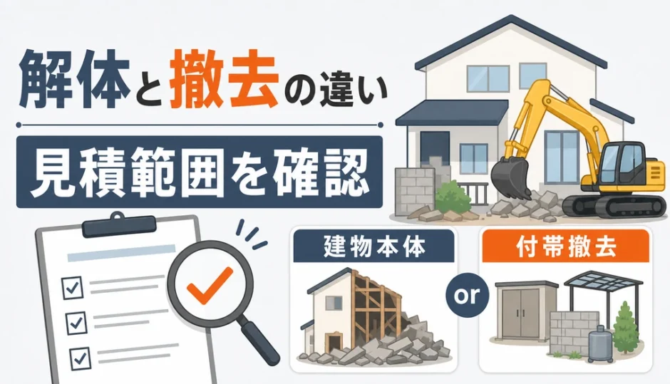解体工事と撤去工事の違いと見積範囲の確認を示すサムネイル
