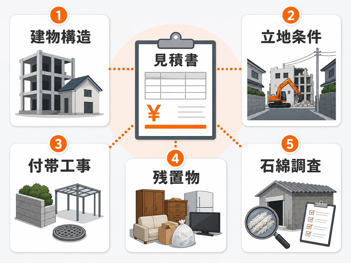 解体費用の坪単価が変わる建物構造や立地条件などの要因