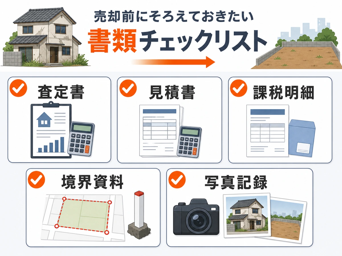売却前にそろえる査定書・見積書・課税明細・境界資料・写真記録のチェックリスト