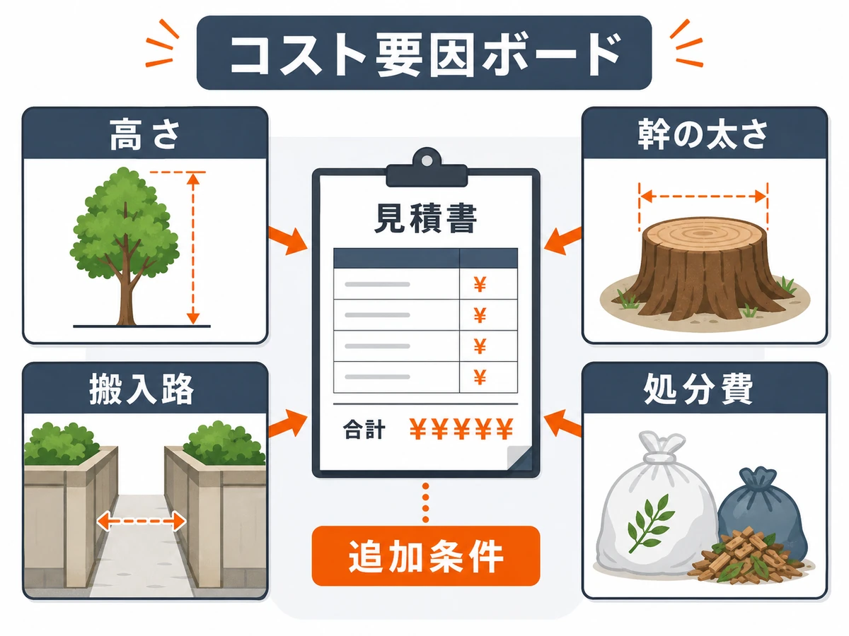 伐採と抜根の費用差が出る条件を示す本文図