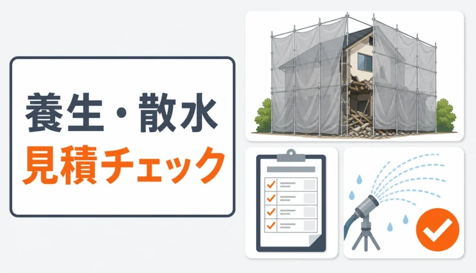 解体工事の養生・散水費用を見積書で確認するポイント