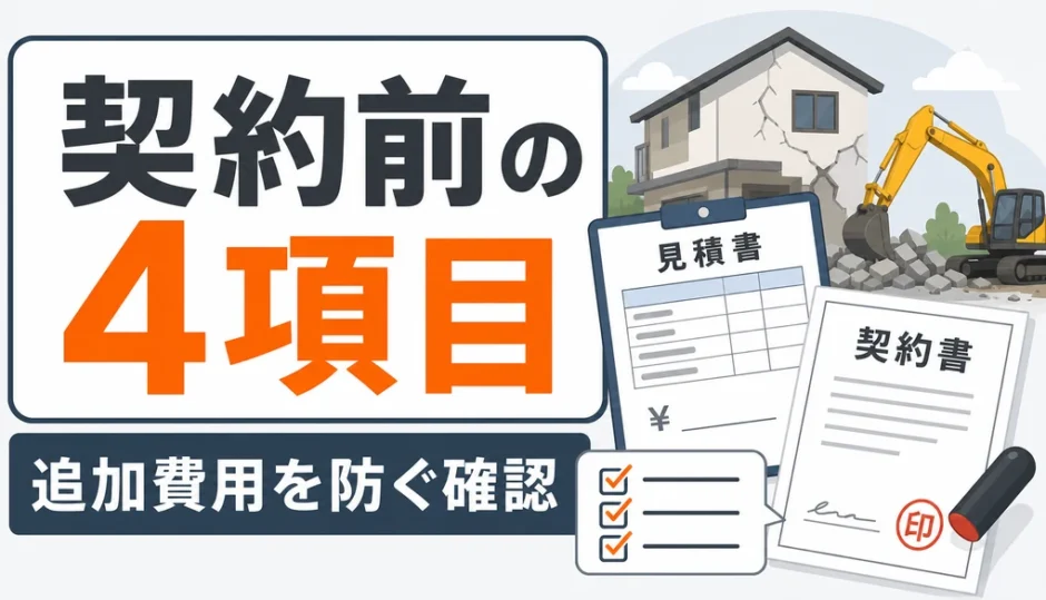 解体工事の契約前に確認する4項目と追加費用を防ぐポイント