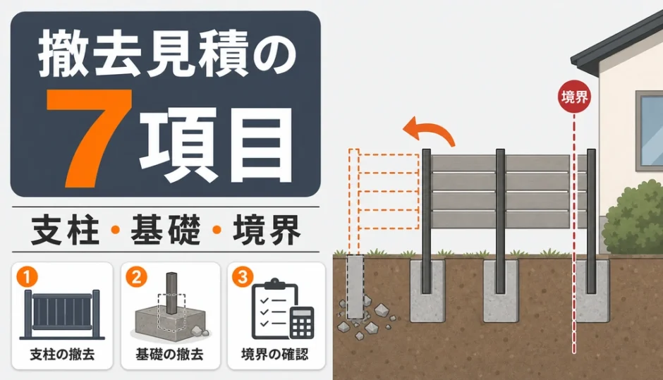 フェンス撤去の見積もりチェックで見る支柱・基礎・境界の7項目