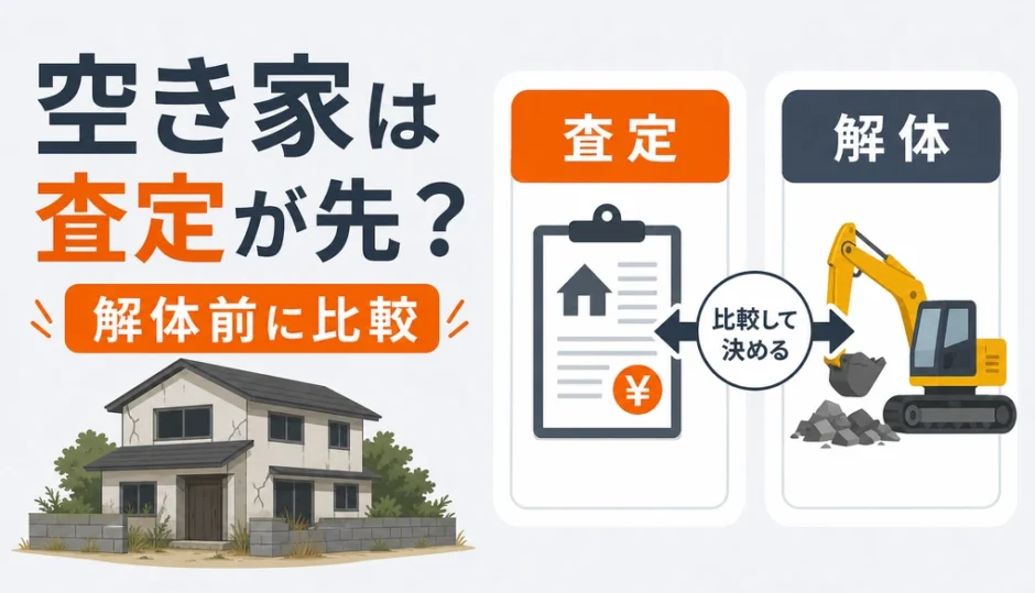 空き家は査定が先か、解体前に比較する流れを示すサムネイル