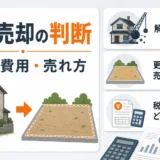 更地売却の判断と税金・費用・売れ方の確認ポイントを示す図