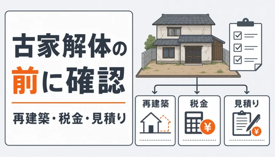 古家付き土地を解体する前に確認する再建築・税金・見積もりのポイント