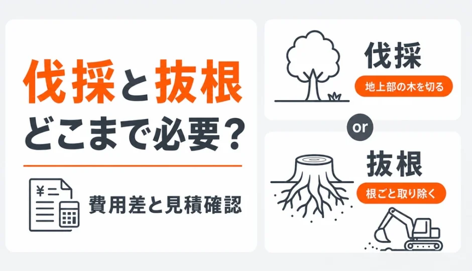 樹木の伐採と抜根は別料金？費用差と撤去範囲の決め方