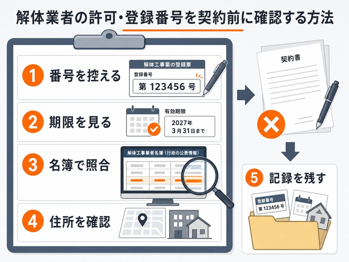 許可・登録番号を契約前に照合する手順
