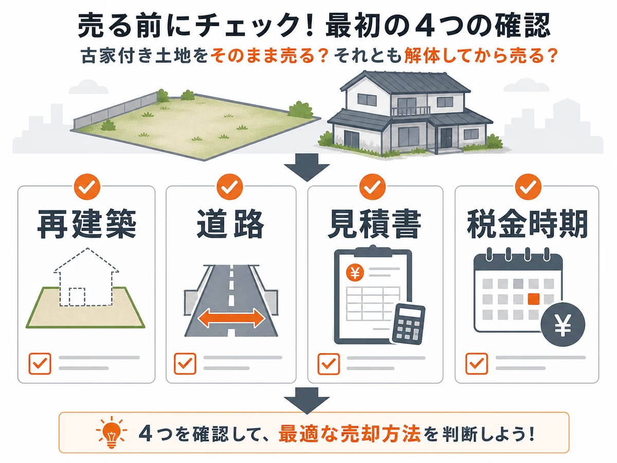 古家付き土地を売る前に確認する再建築・道路・見積書・税金時期の流れ