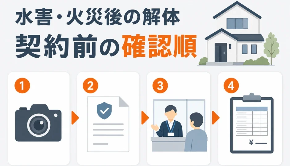 水害・火災後の建物解体で契約前に確認する順番