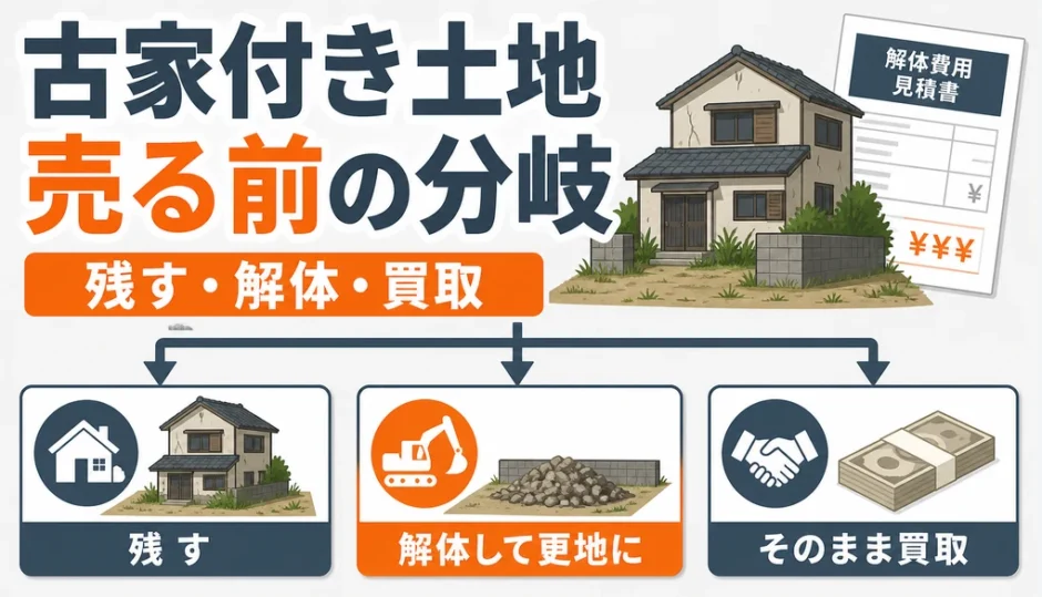 古家付き土地を売る前に残す・解体・買取を比較する図
