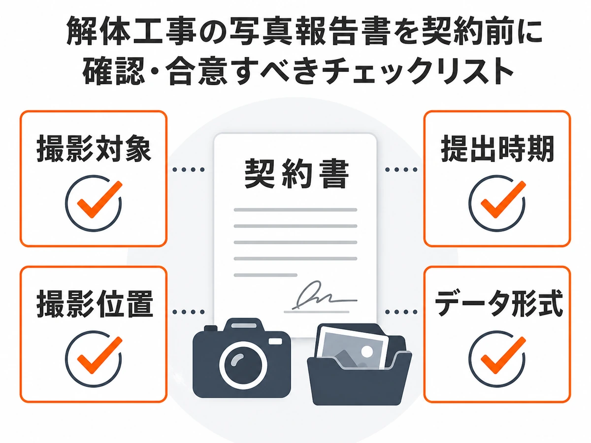 解体工事の写真報告で契約前に決める4項目