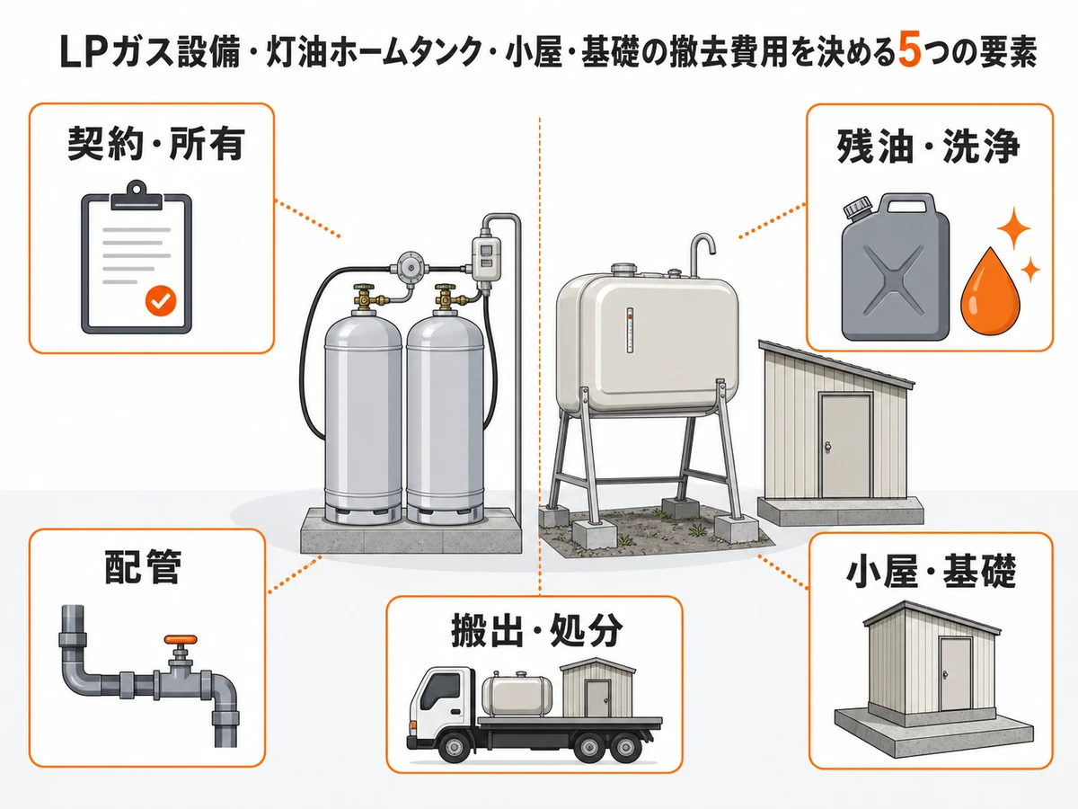 ガス設備と灯油タンク撤去費用を左右する契約・残油・配管・搬出・基礎