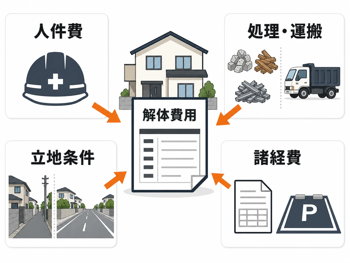 解体費用の地域差を生む人件費、処理・運搬、立地条件、諸経費の4要因