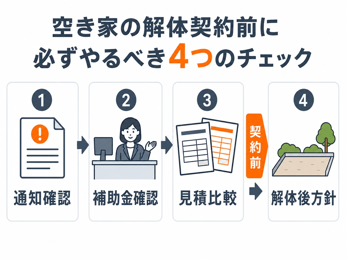 特定空き家の通知後に契約前確認する4段階