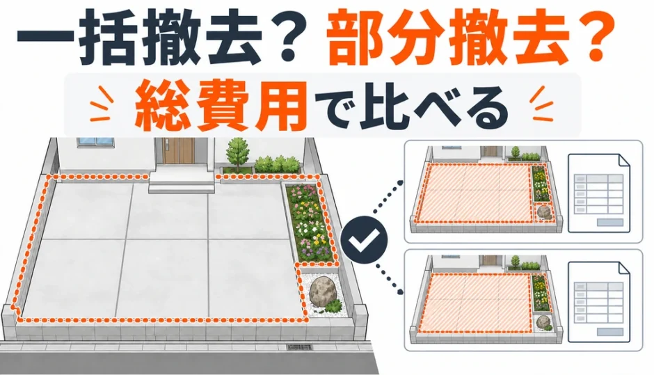 古い外構の一括撤去と部分撤去、費用を比べるポイント