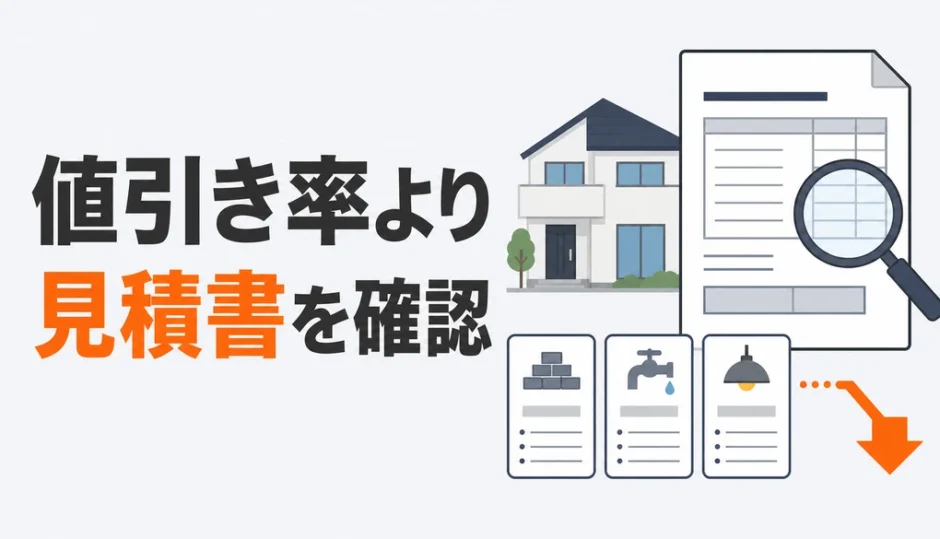 解体工事の値引き率より見積書の確認が重要だと示す図